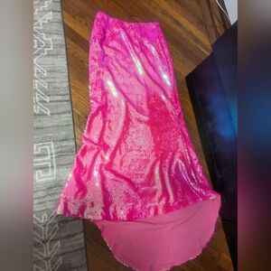 Hot Pink Sequined Maxi Skirt
